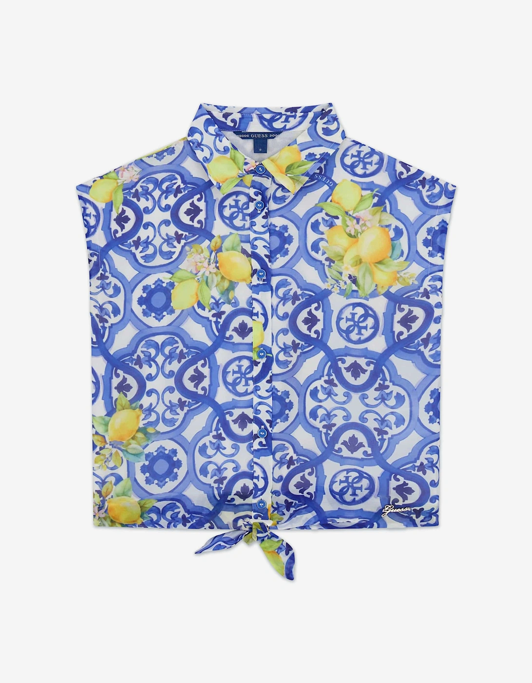 Girls Amalfi Coast Chiffon Blouse in Blue, 5 of 4