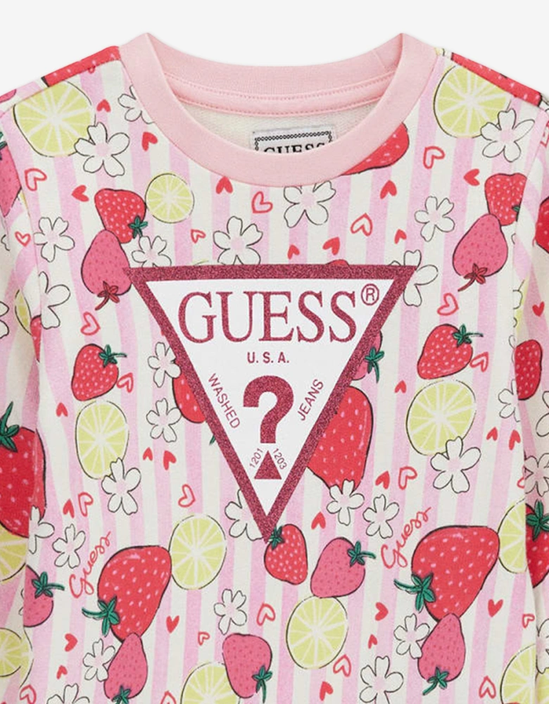 Girls Strawberry Logo Sweatshirt in Pink