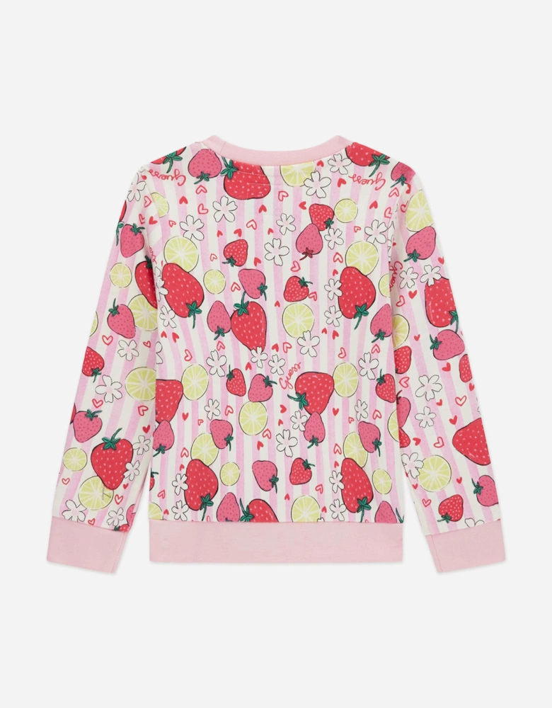 Girls Strawberry Logo Sweatshirt in Pink