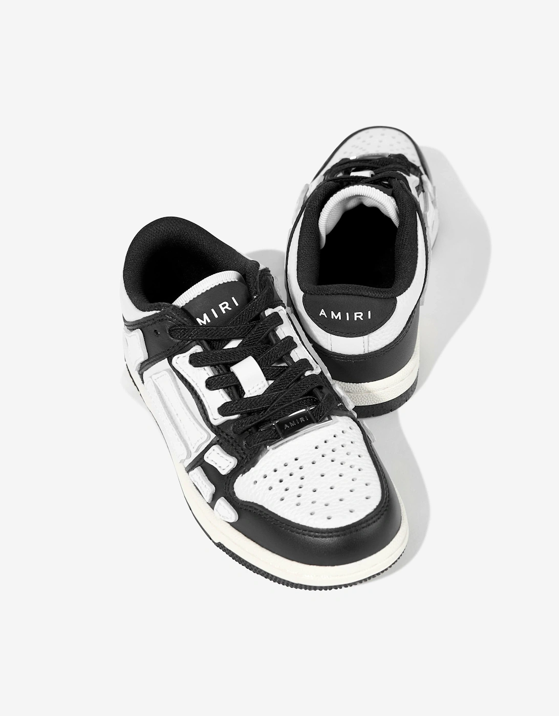 Kids Leather Skel Top Low Trainers in Black