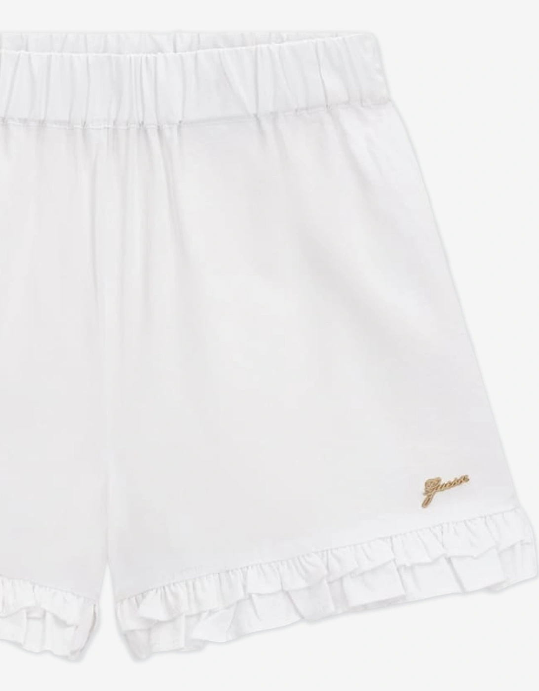 Girls Poplin Logo Shorts in White