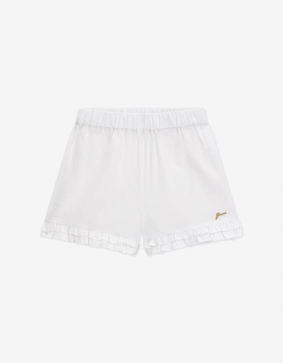 Girls Poplin Logo Shorts in White, 4 of 3