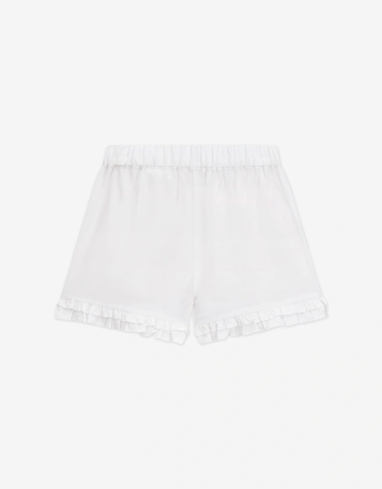 Girls Poplin Logo Shorts in White