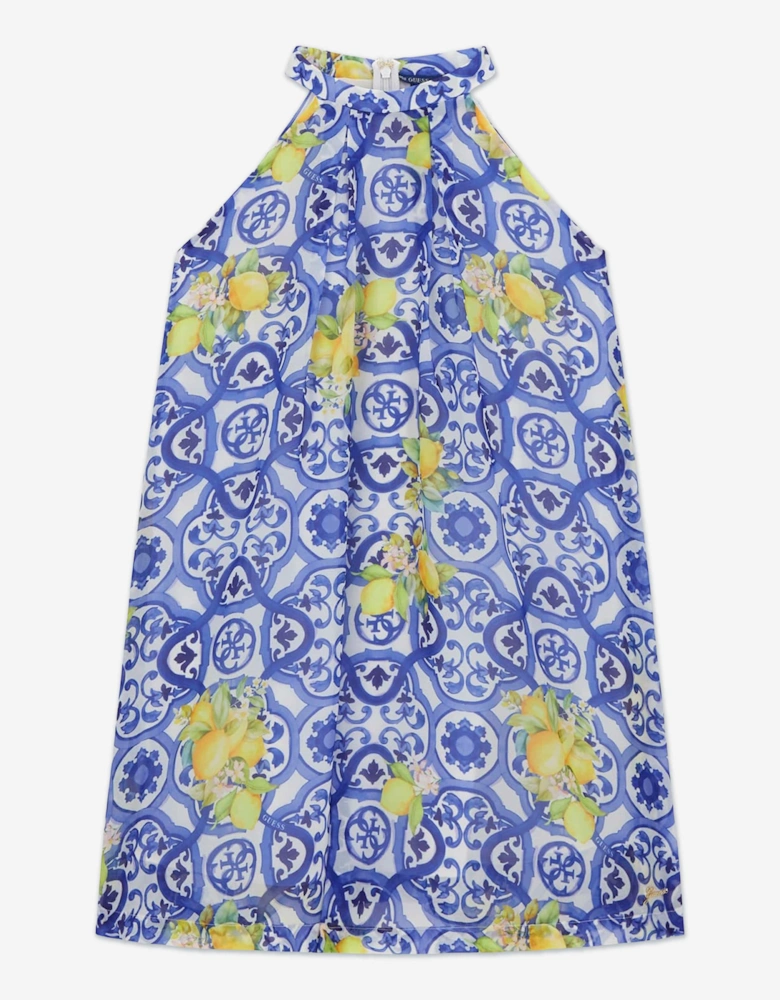 Girls Amalfi Coast Chiffon Dress in Blue