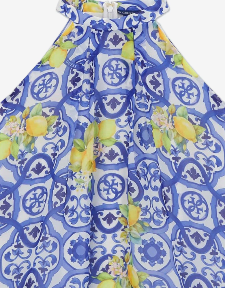 Girls Amalfi Coast Chiffon Dress in Blue