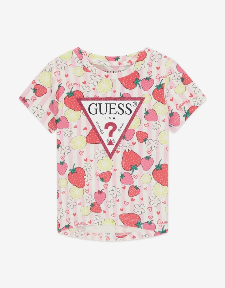 Girls Strawberry Logo T-Shirt in Pink