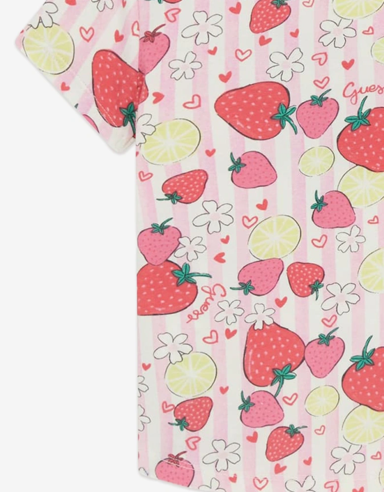 Girls Strawberry Logo T-Shirt in Pink