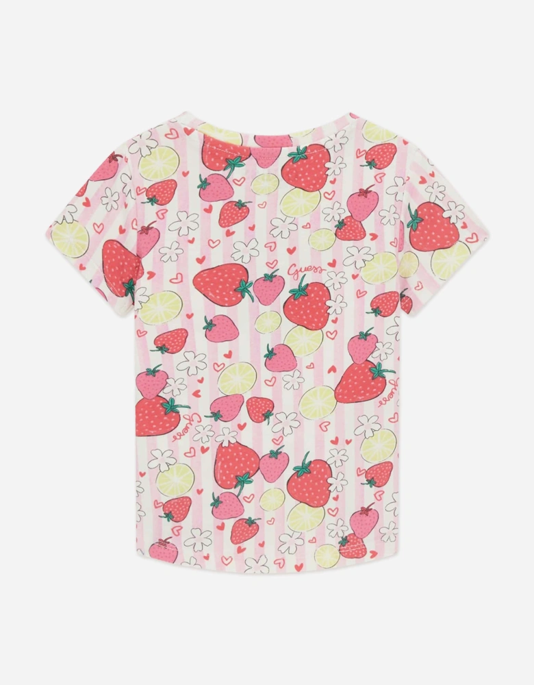 Girls Strawberry Logo T-Shirt in Pink