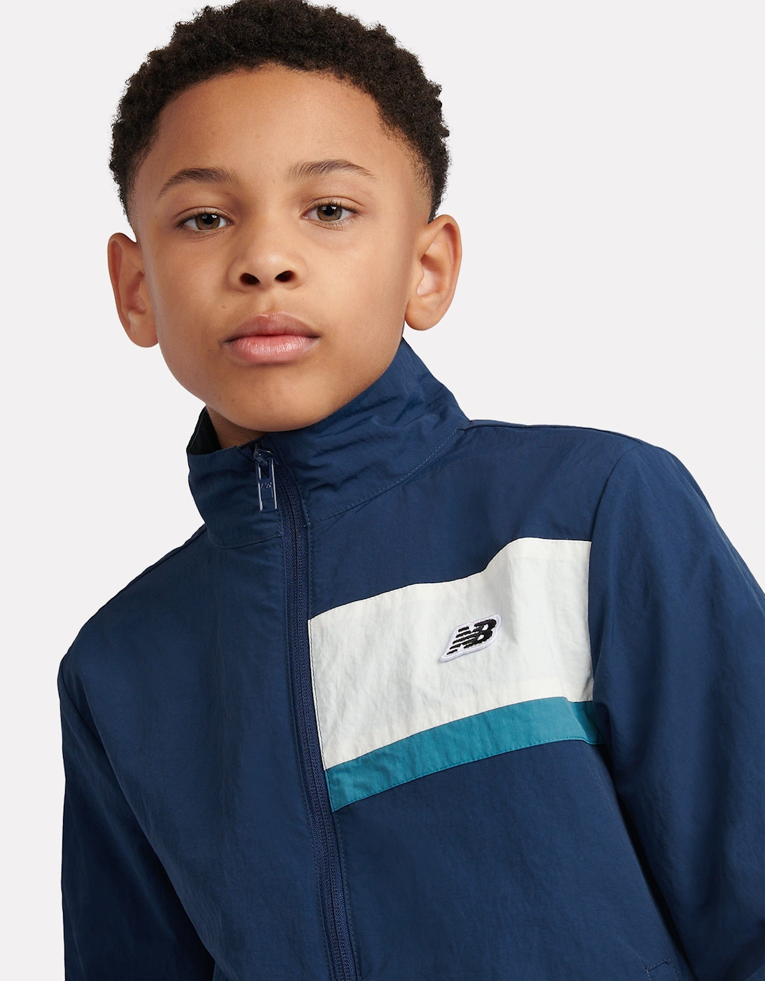 Boys Premium Panelled Track Jacket in Navy
