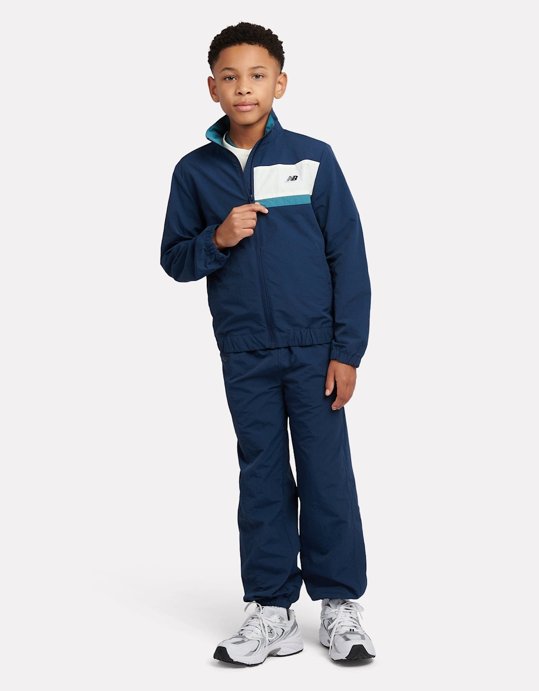 Boys Premium Panelled Track Jacket in Navy