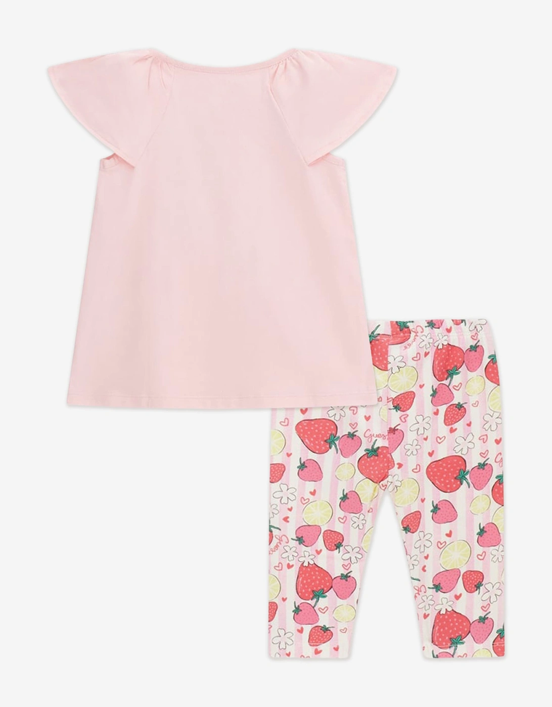 Girls Strawberry T-Shirt and Leggings Set in Pink