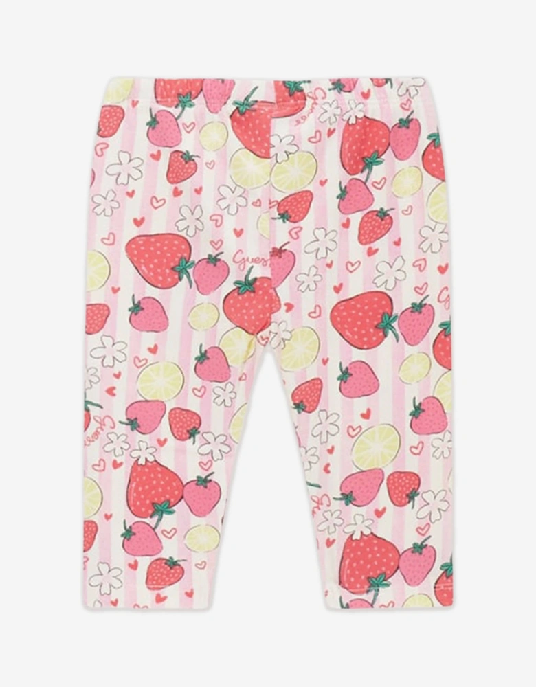 Girls Strawberry T-Shirt and Leggings Set in Pink