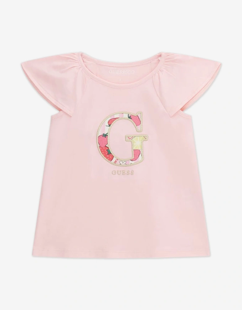 Girls Strawberry T-Shirt and Leggings Set in Pink