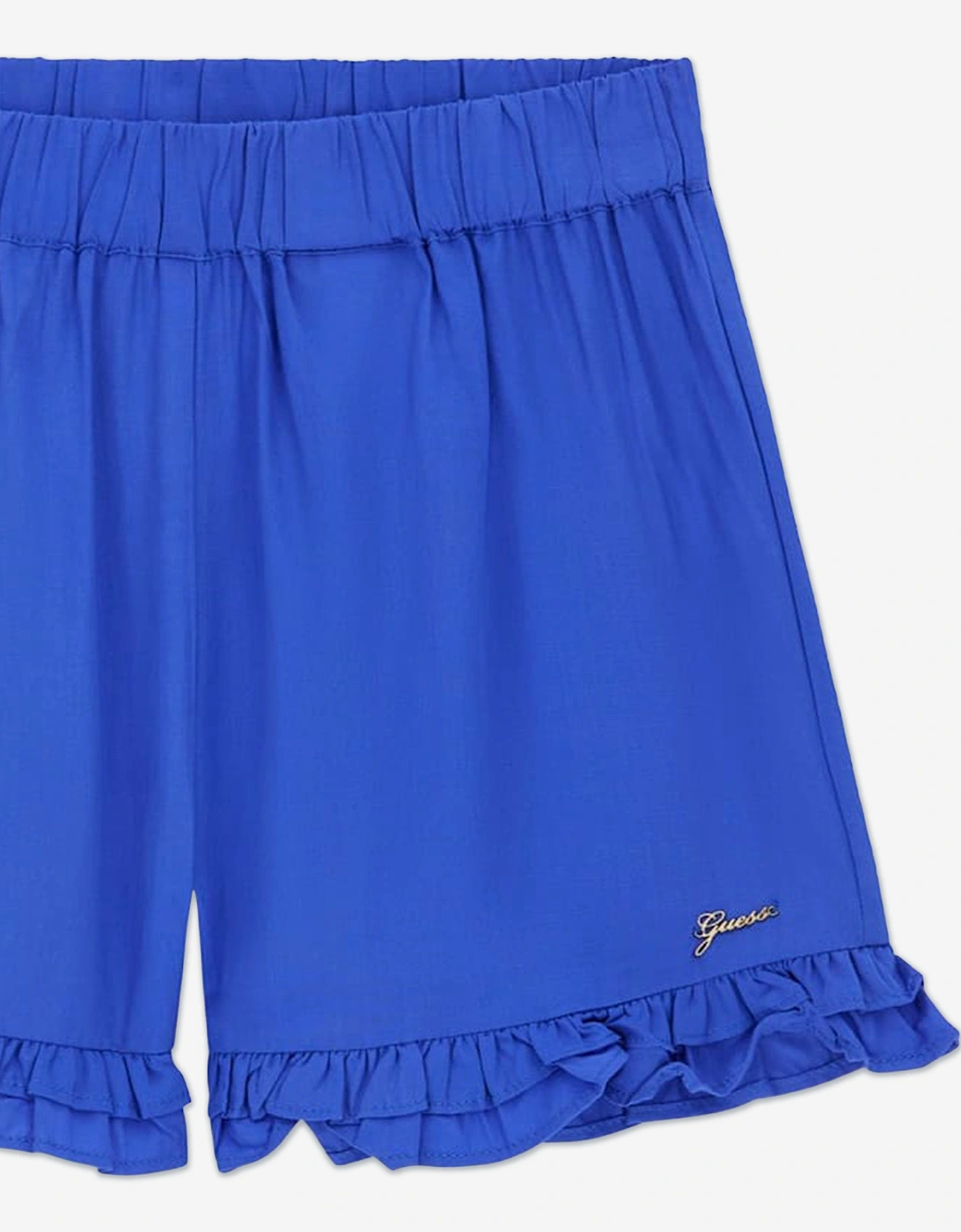 Girls Poplin Logo Shorts in Blue