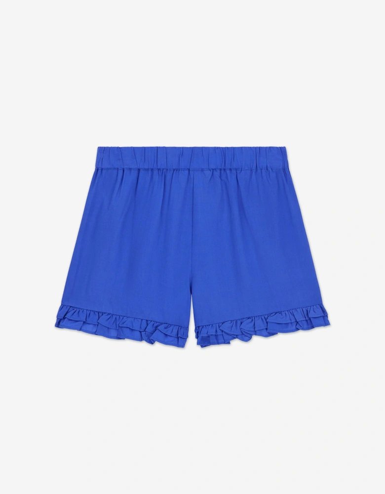 Girls Poplin Logo Shorts in Blue