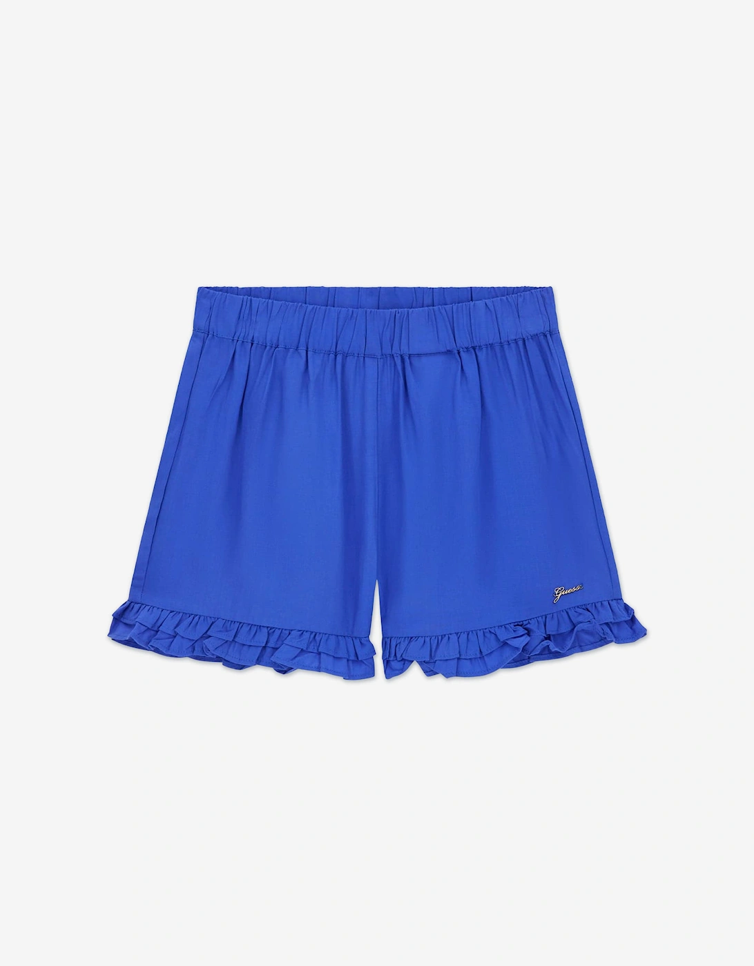 Guess Girls Blue 'S Poplin Logo Shorts In  16 Years Size 16 Yrs Kids