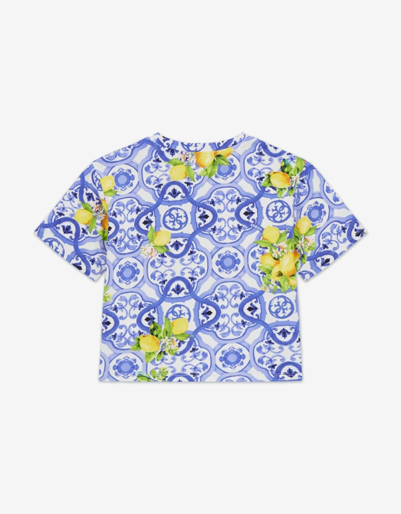 Girls Amalfi Coast Midi T-Shirt in Blue