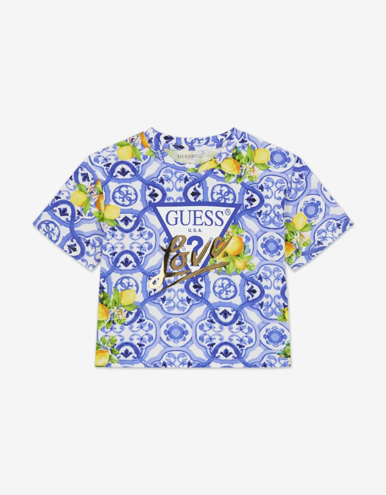 Girls Amalfi Coast Midi T-Shirt in Blue