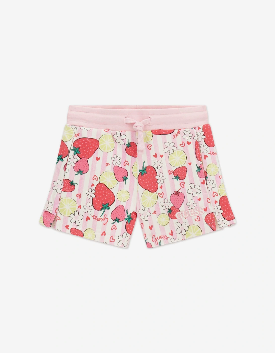 Guess Girls Pink Strawberry Shorts In  12-18 Months 18 Mths Kids