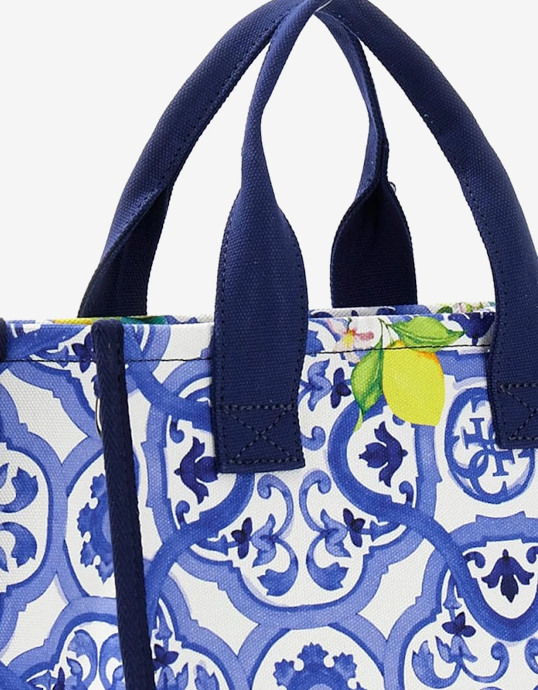 Girls Amalfi Coast Canvas Beach Bag in Blue (25cm)