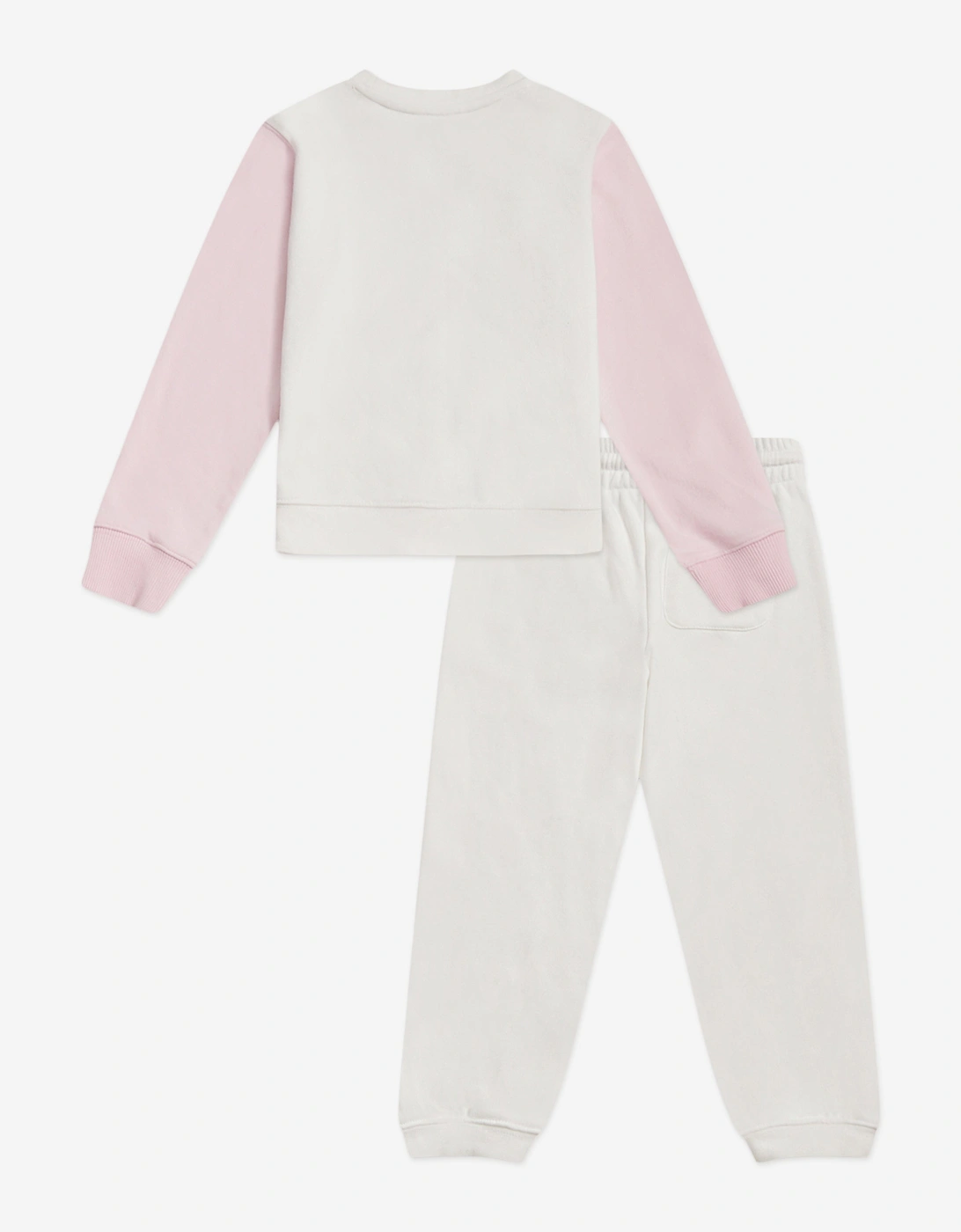 Baby Girls Colourblock Curved Hem Crew and Joggers Set in Ivory