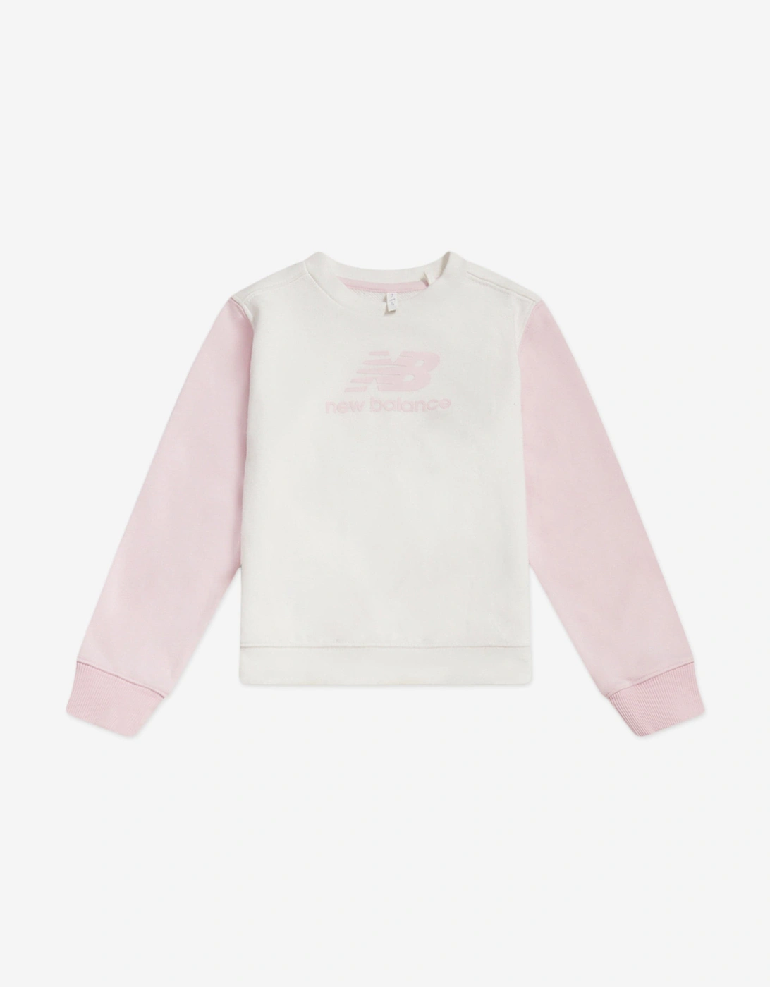 Baby Girls Colourblock Curved Hem Crew and Joggers Set in Ivory