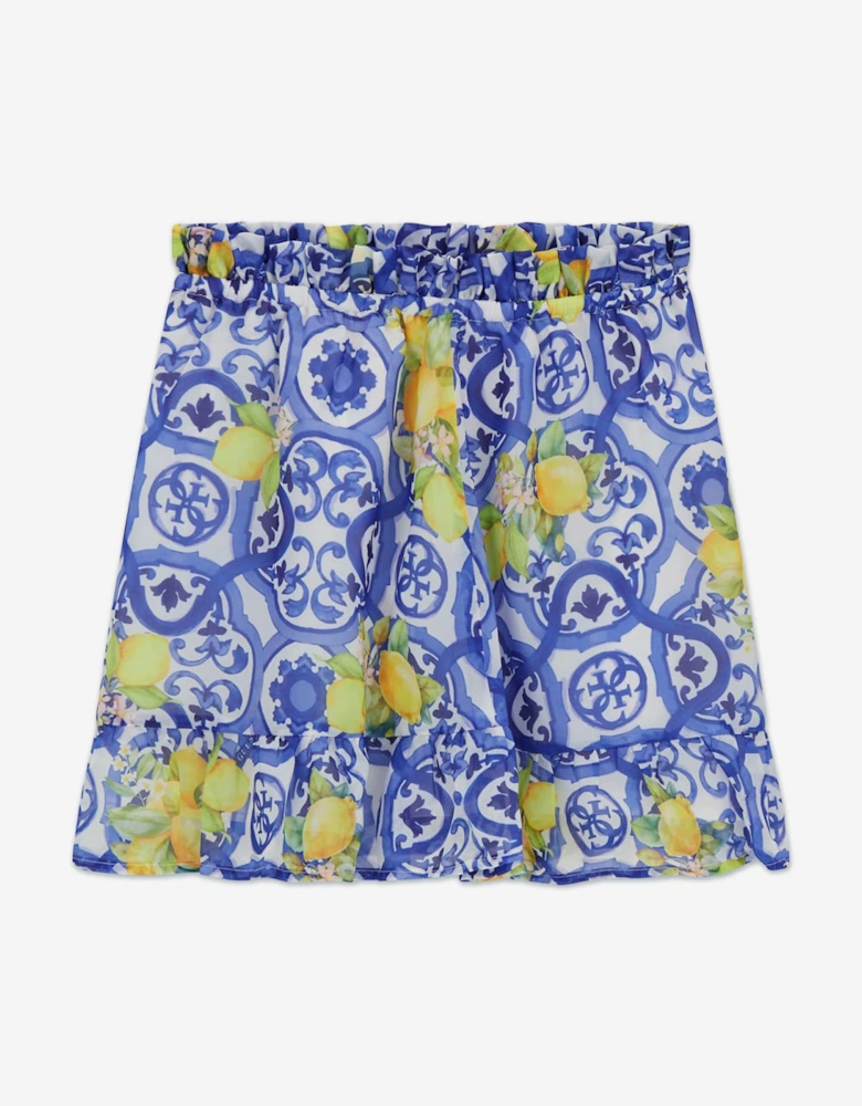 Girls Amalfi Coast Chiffon Flare Skirt in Blue