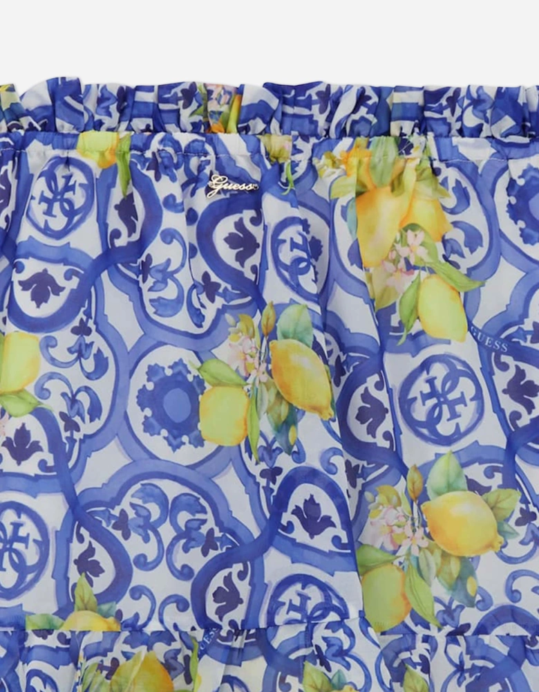 Girls Amalfi Coast Chiffon Flare Skirt in Blue