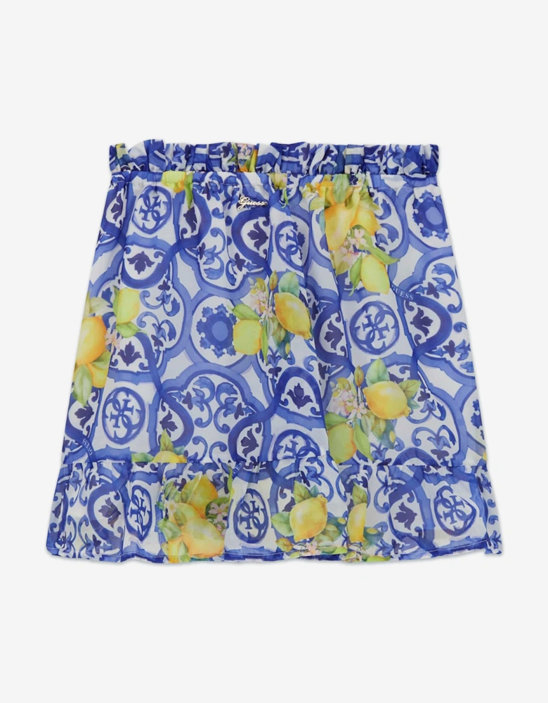 Girls Amalfi Coast Chiffon Flare Skirt in Blue
