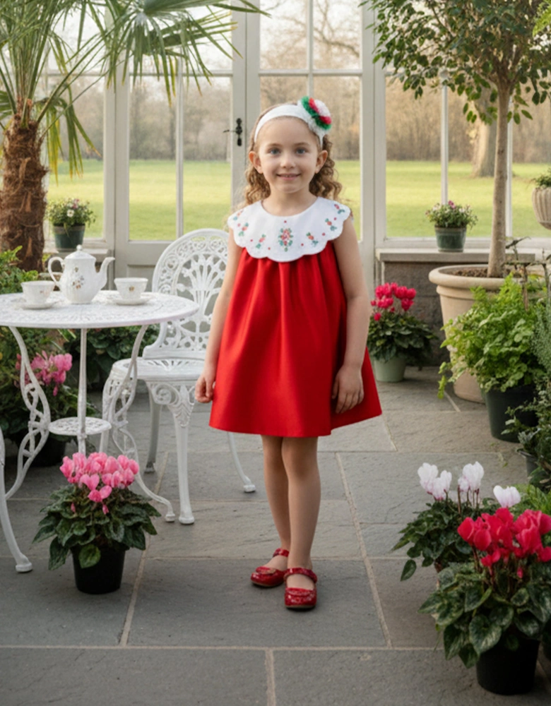 Baby Girls Occasion Dress with Headband in Red