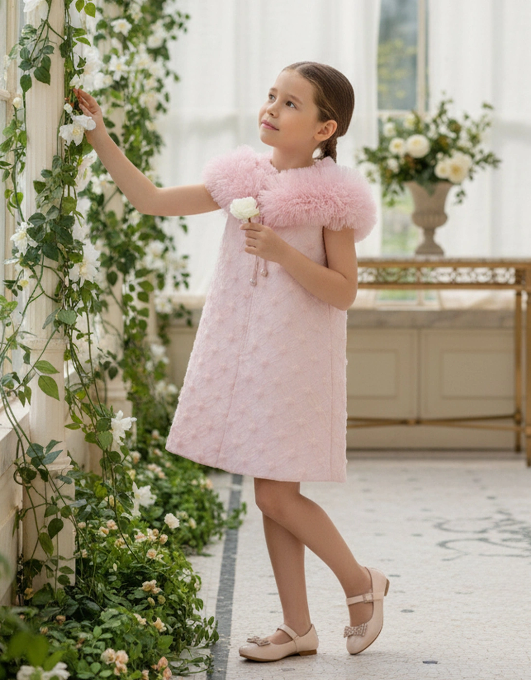 Girls Occasion Dress and Cape Set in Pink