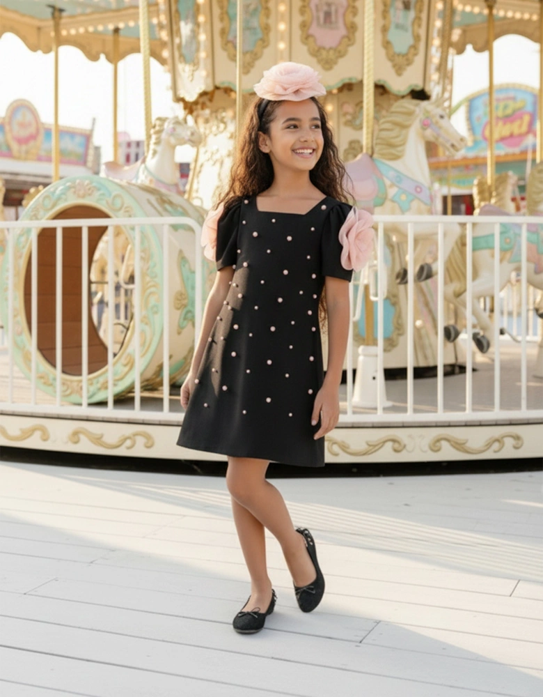 Girls Flower Occasion Dress in Black