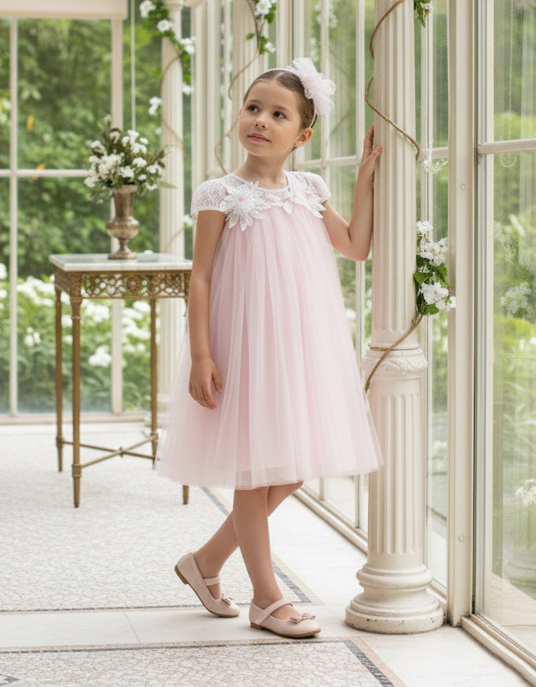 Girls Flower Occasion Dress in Pink