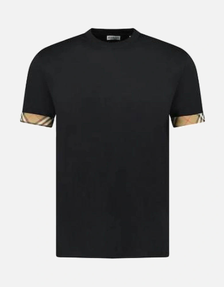 Ellison Check Sleeve T Shirt Black