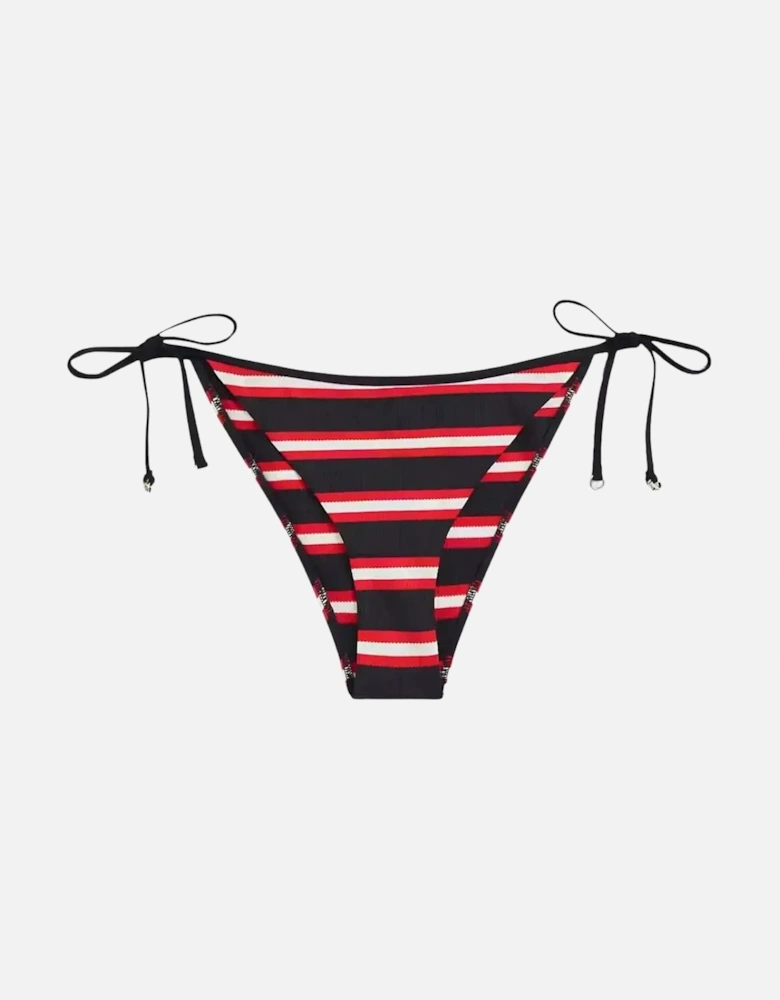 TH Texture V-String Side Tie Bikini Bottoms, New Preppy Stripe Navy