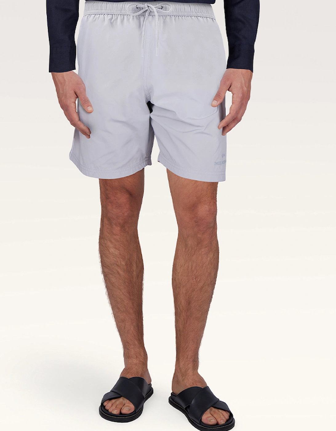 Men's Paul & Shark Portofino Swim Shorts in Microfibre with Logo Embroidery - Grey - Size: 32/34/35