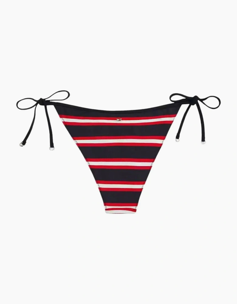 TH Texture V-String Side Tie Bikini Bottoms, New Preppy Stripe Navy