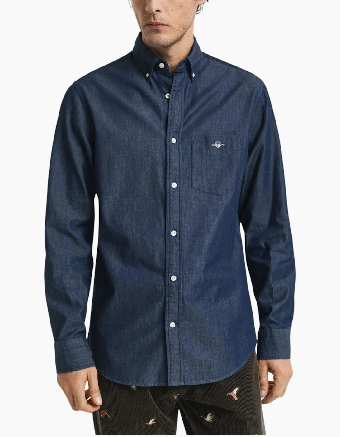 Gant Men's Navy Indigo Shirts Regular Fit  44/Regular 2XL