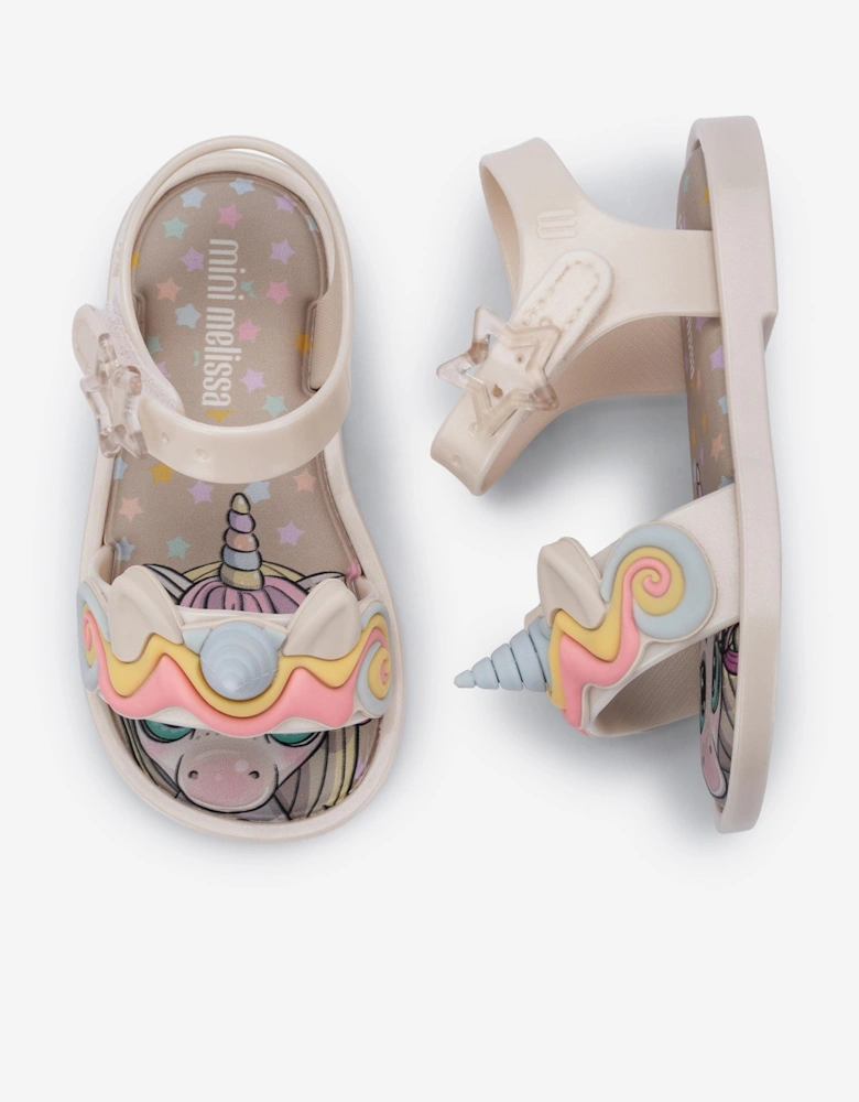 Girls Mar Unicorn Sandals in Beige