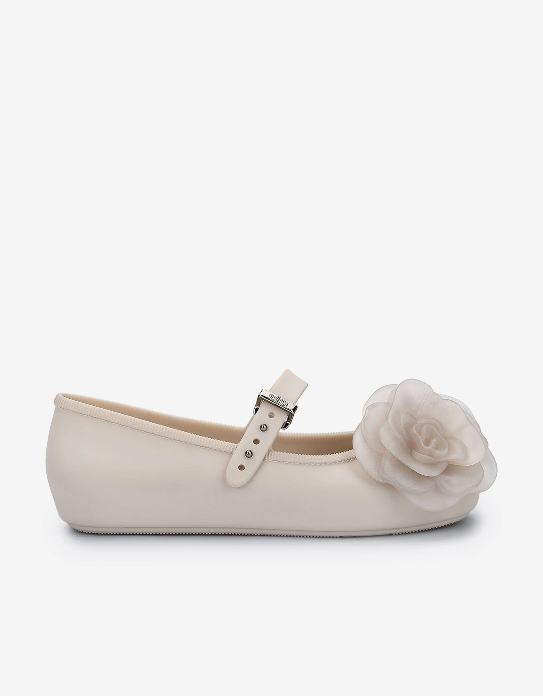 Mini Melissa Girls Cream 'S Soft Petals Ballerinas In Beige - Size: Eu 28 - 29 Uk 10 Kids