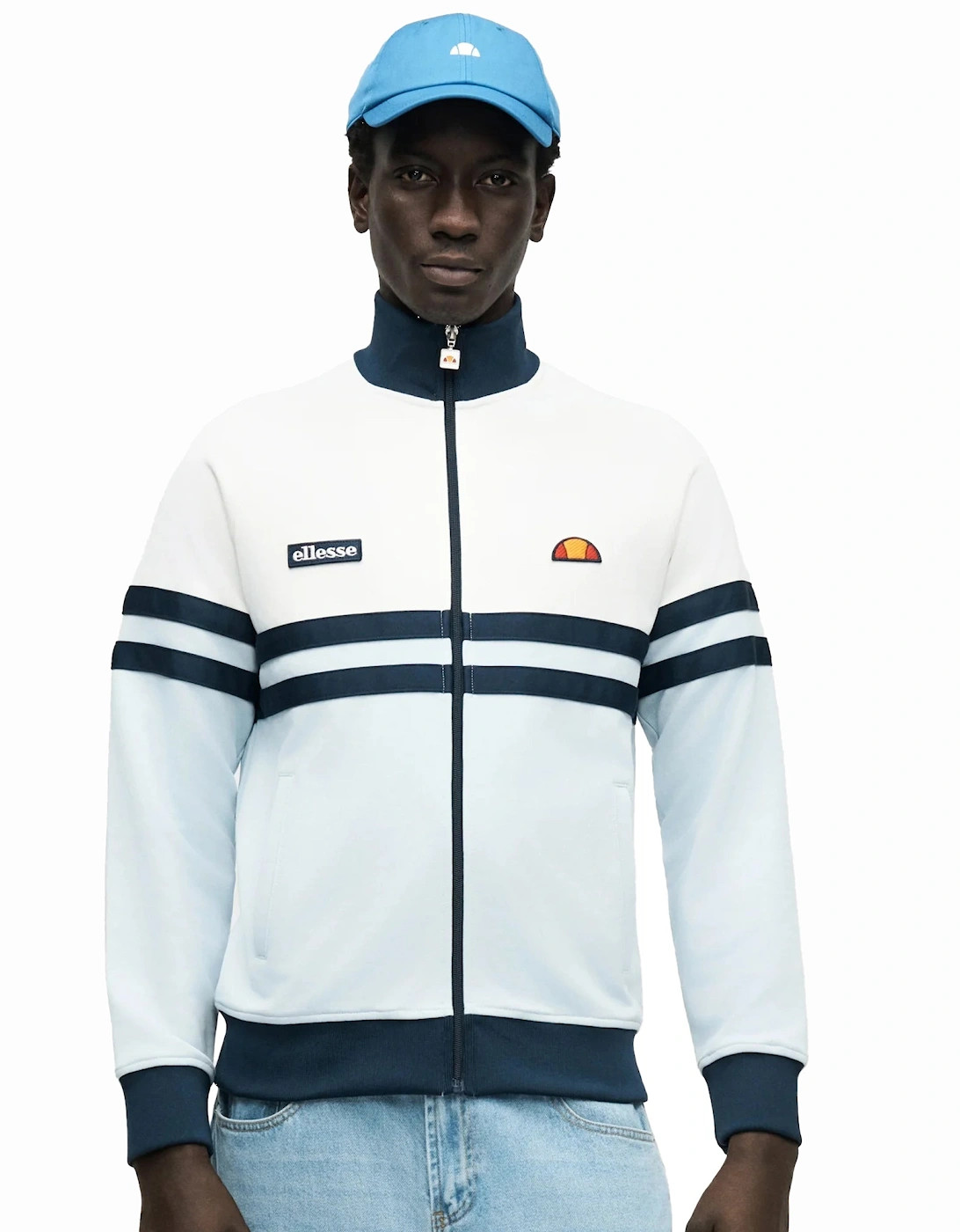 Rimini Track Top Jacket Off White/Light Blue