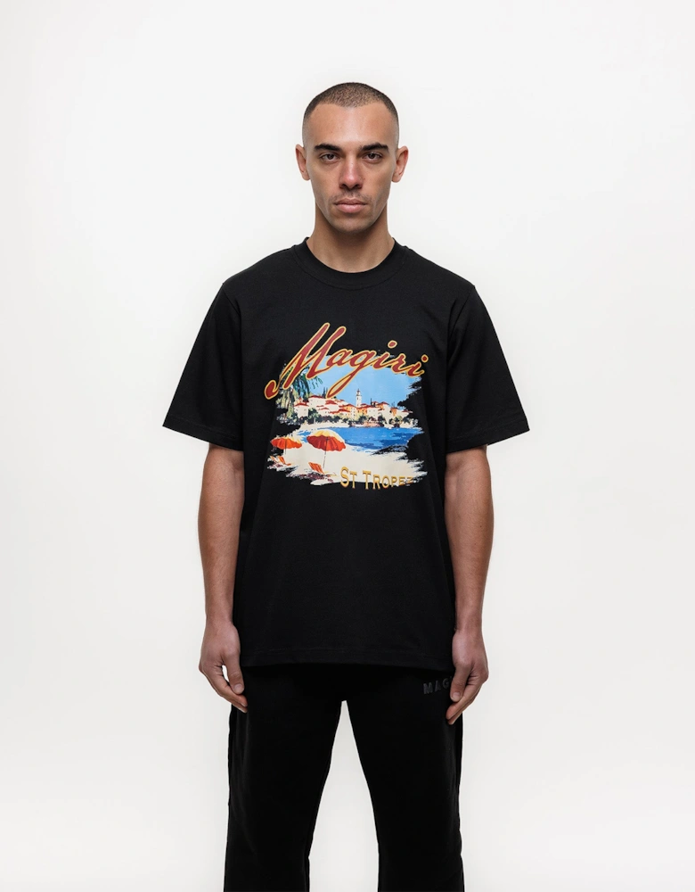 St. Tropez Printed T-Shirt in Black