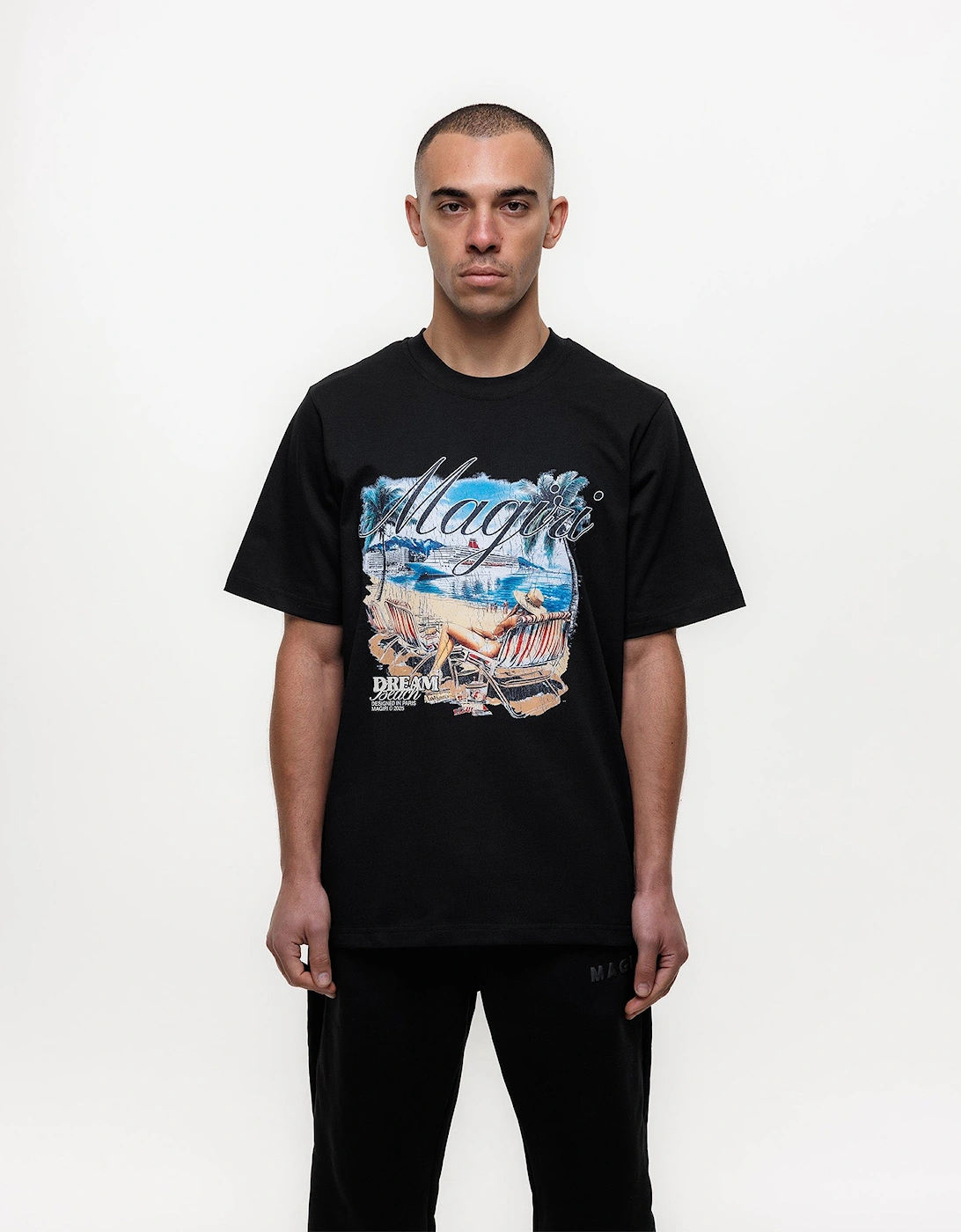 Dream Beach Printed T-Shirt in Black