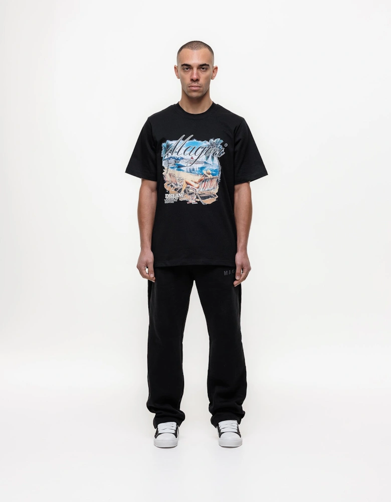 Dream Beach Printed T-Shirt in Black