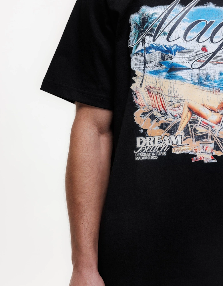 Dream Beach Printed T-Shirt in Black