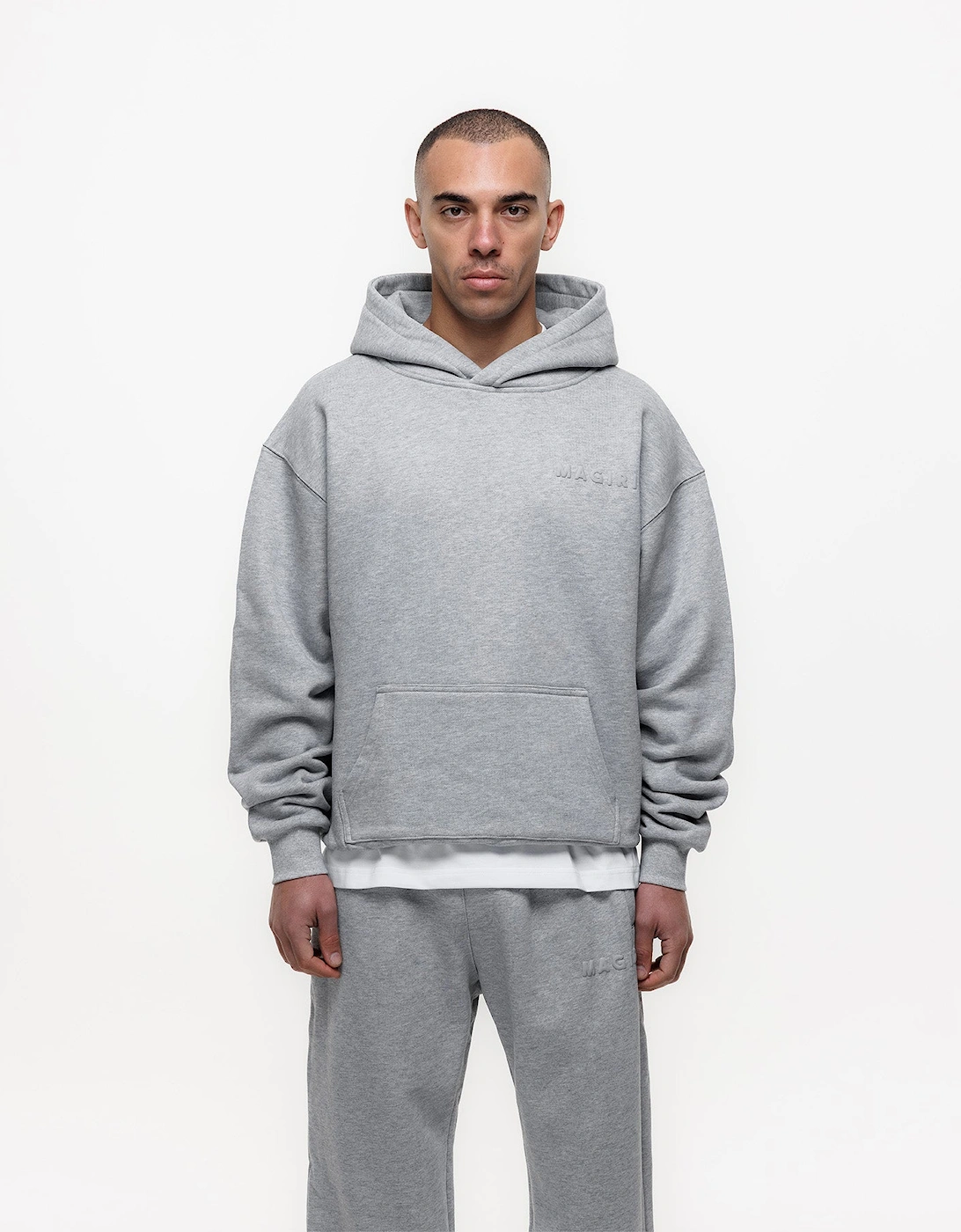 Core Puff Printed Hoodie in Grey