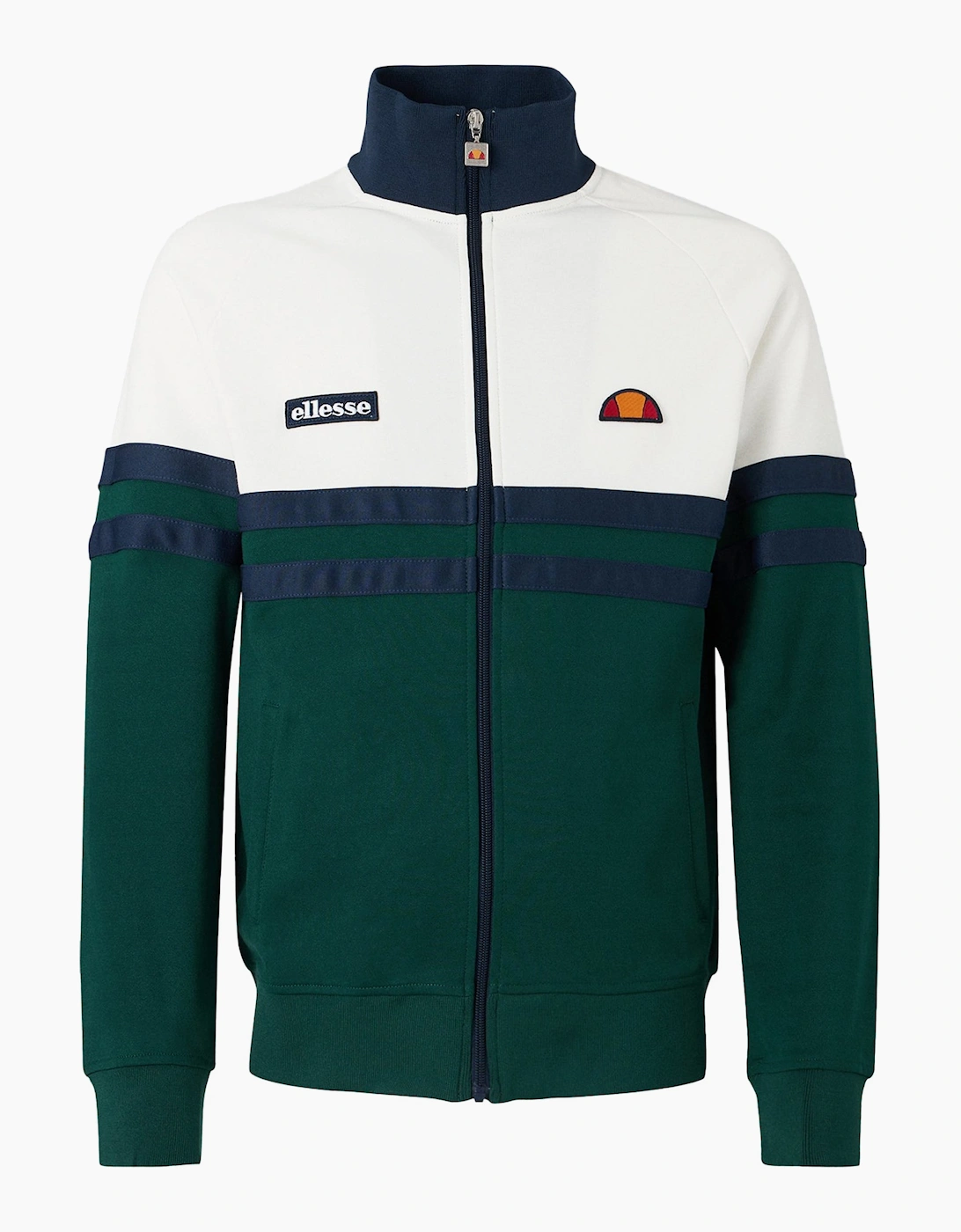 Ellesse Men's Green Rimini Track Top Jacket Dark /Off White  42/Regular Xl