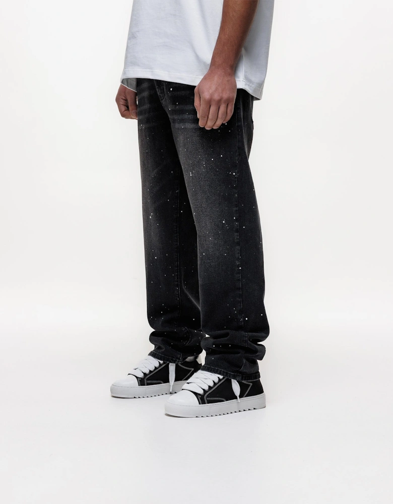Core Painted Straight Jeans in Black