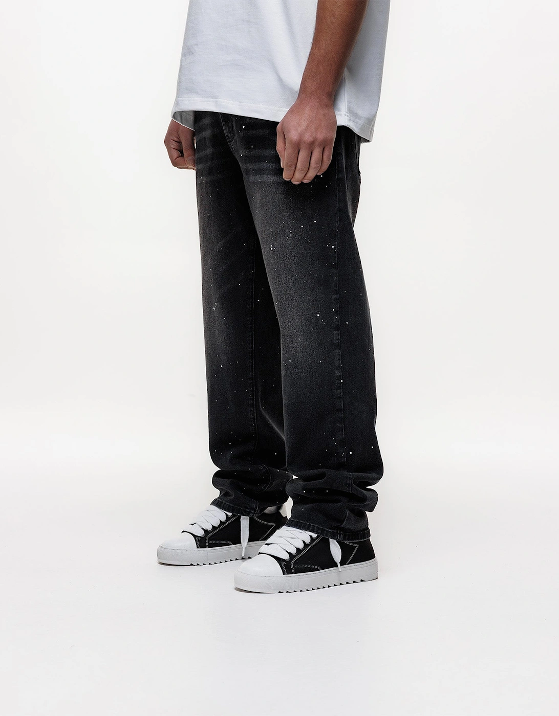 Core Painted Straight Jeans in Black