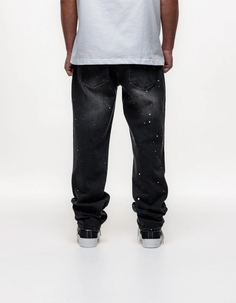 Core Painted Straight Jeans in Black